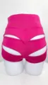 Pantalones cortos de yoga rosa brillante talle alto recortados sexy ropa deportiva - 3XL / Rosa rojo