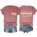 Women senior mom graphic short sleeve crewneck t-shirt casual graduation apparel top. - S / Tops / Rose Gold (White Font)