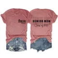 Casual heather pink senior mom class of 2027 graphic short sleeve round neck t-shirt detail - S / Tops / Rose Gold (Black Font)