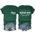 Senior mom class of 2027 green short sleeve t-shirt matching denim shorts casual top - S / Tops / Retro Green (White Font)