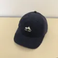 Casual washed navy blue baseball cap with chic mountain embroidery and short brim design. - 56-58cm (Adjustable) / Navy Blue