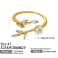 Stainless steel zircon flower ring waterproof adjustable jewelry for women gift - Size 7 / Resin Flower Open Ring (A263) / Gold