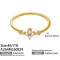 Stainless steel pearl flower ring with cubic zirconia, minimalist dainty floral finger jewelry for women. - Size 6 / Artificial Pearl Ring (A264) / Gold