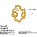 Irregular geometric gold plated stainless steel ring with cubic zirconia for women, size 7. - Zirconia Inlaid Irregular Style (A738-A) / Gold