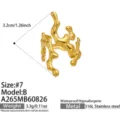 Gold Plated Stainless Steel Irregular Geometric Ring Detail View Minimalist Fashion Jewelry - Irregular Fluid Style (A265-B) / Gold