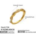 Close-up view showing product dimensions, 316L stainless steel material, and ring size details. - Size 7 / Three Pearl Wave Style (A182) / Gold