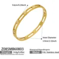 Edelstahl Gold Doppelband Kleeblatt Zirkonia offener Armreif Modeschmuck 5.9cm - Blumen Akzent Armreif (Z085)