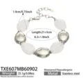 Bracelet perles galet en acier inoxydable avec pierres résine, détail longueur 21+5cm. - Bracelet (TXE607) / 21.5cm / Blanc (Acier)