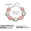 Bracelet tendance minimaliste en acier inoxydable et perles en résine rose pour femmes. - Bracelet (TXE607) / 21.5cm / Rose (Acier)