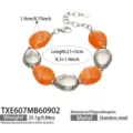 Bracelet tendance en résine orange et acier inoxydable pour femme, bijoux étanches. - Bracelet (TXE607) / 21.5cm / Couleur Champagne (Couleur Acier)