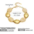 Bracelet en acier inoxydable et perles de resine beige, bijoux tendance pour femmes chic. - Bracelet (TXE607) / 21.5cm / Jaune (Or)