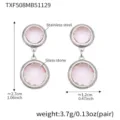 Stainless steel pink glass stone drop earrings elegant jewelry minimalist style daily wear - 1 Piece / Light Pink Stone Steel Earrings
