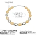 Collier de chaîne de clavicule en perles de résine et d'acier inoxydable minimaliste. - Collier (TXP607) / 43+5cm / Jaune (Acier)
