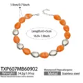 Chaîne de clavicule en acier inoxydable perlé en résine minimaliste européenne et américaine - Collier (TXP607) / 43+5cm / Couleur Champagne (Couleur Acier)