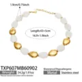 Collier minimaliste en acier inoxydable avec perles en résine blanche, longueur 43+5cm, bijoux. - Collier (TXP607) / 43+5cm / Blanc (Or)