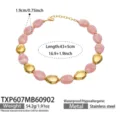Collier ras de cou minimaliste en résine rose et perles de métal doré pour femme 43+5cm - Collier (TXP607) / 43+5cm / Rose (Or)
