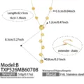 Detailed view of the gold stainless steel Y-shaped necklace with hammered coin disc pendants. - Style B Round Hammered Gold Necklace (TXP526) / 42+5cm