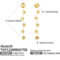 Stainless steel textured disc fringe long earrings fashion geometric statement jewelry for women - Style B Round Hammered Gold Earrings (TXF526)