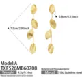 Gold stainless steel leaf long drop earrings, lightweight waterproof jewelry for women - Style A Leaf Hammered Gold Earrings (TXF526)