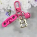 Porte-clés en métal rose mignon avec pendentif lettre B dorée pour sac à main - Lettre B / Rose