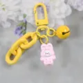 Schattige roze konijn hars koekje hanger met gele ketting sleutelhanger accessoire. - Stijl 1