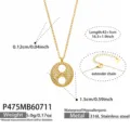 Collana a clavicola in acciaio inossidabile dorato con zircone a forma di H. - Stile Ciondolo Tondo Vuoto (P475) / 42+5cm / Oro