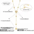 Collana Y in acciaio dorato con zirconi e nappe, elegante girocollo con catena di estensione. - Stile Ciondolo Con Nappa a Y (P546) / 41+5cm / Oro