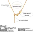 Stainless steel gold bead necklace with adjustable chain waterproof hypoallergenic jewelry item - Gold Ball Chain Necklace (P1178-1) / 48.5cm