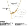 Stainless steel 18K gold plated necklace with extender chain, waterproof jewelry SKU detail. - Gold Color Cross Chain Necklace(P1178-2) / 49cm