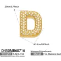 Colgante Letra D de Acero Inoxidable Chapado en Oro Circonita Pavé DIY para Collar - Colgante de Letra D Dorado Solo (D450)