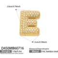 Colgante de letra E de acero inoxidable dorado con circonitas brillantes para joyería DIY. - Colgante de Letra E Dorado Solo (D450)