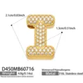 Colgante de letra I de acero inoxidable dorado con circonitas, impermeable e hipoalergénico. - Colgante de Letra I Dorado Solo (D450)