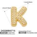 Colgante letra K de acero dorado circonita strass joyeria impermeable hipoalergenico - Colgante de Letra K Dorado Solo (D450)