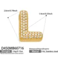 Colgante de letra L oro circonita cubica brillante joyeria de acero inoxidable - Colgante de Letra L Dorado Solo (D450)