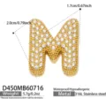 Colgante con letra M de acero inoxidable dorado con circonitas brillantes para collares chic. - Colgante de Letra M Dorado Solo (D450)