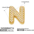Colgante Letra N Circonita Acero Inoxidable Bañado en Oro 18K Collar Variante - Colgante de Letra N Dorado Solo (D450)