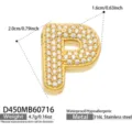 Colgante de letra P de acero inoxidable bañado en oro de 18k con circonitas para mujer - Colgante de Letra P Dorado Solo (D450)