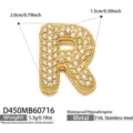 Colgante Letra R Zirconia Oro DIY Acero Inoxidable Abalorio Para Mujeres Regalo Estilo - Colgante de Letra R Dorado Solo (D450)