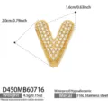 Elegante Colgante Letra V Circonita Chapado Oro Acero Inoxidable DIY Collar Mujer - Colgante de Letra V Dorado Solo (D450)