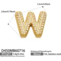 Colgante Letra W de Acero Inoxidable Chapado en Oro Circonita Alfabeto Joyería - Colgante de Letra W Dorado Solo (D450)