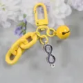 Gele legering sleutelhanger met getal 8 hanger, kleurrijke ketting en mooie beldecoratie. - Stijl 1