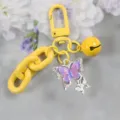 3D kleurrijke vlinder sleutelhanger met gele ketting en schattige bel voor tassen. - Stijl 1
