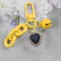 Yellow heart rhinestone alloy keychain cute candy color bag pendant key ring accessory - Style 2