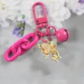 Roze 3D vlinder sleutelhanger met kleurrijke ketting, leuke metalen tasbedel. - Stijl 3