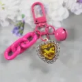 Pink heart rhinestone alloy keychain cute bag charm candy color sweet fashion accessory - Style 3