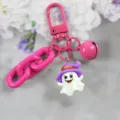 Llavero de fantasma de Halloween rosa, dijes de resina de bruja con campana metálica. - Estilo 13