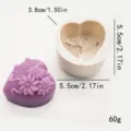 Heart-shaped flower silicone mold for cake decorating chocolate fondant soap aromatherapy 1pc - Three Flowers / 5.5x4.2x3.7cm (60g)