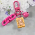 Roze koekje beer sleutelhanger met metalen haak en bel, schattige tasbedel accessoire. - Stijl 3