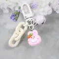 Leuke cartoon konijn hars sleutelhanger met grove ketting en belhangstijl accessoire - Stijl 4