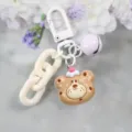 Cute resin cookie bear keychain with white chain and purple bell sweet cartoon bag charm variant - Style 9